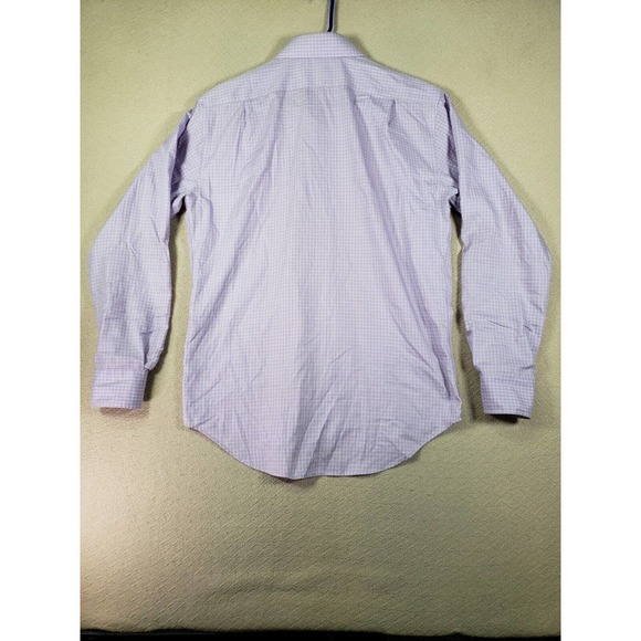 Lorenzouomo The Perfect White Shirt Mens 16 Plaid Trim Fit Button Up Long Sleeve - Picture 9 of 12